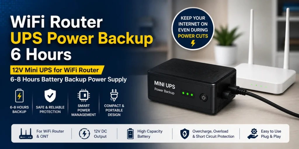 WiFi Router UPS Power Backup 6 Hours 12V Mini UPS for WiFi Router