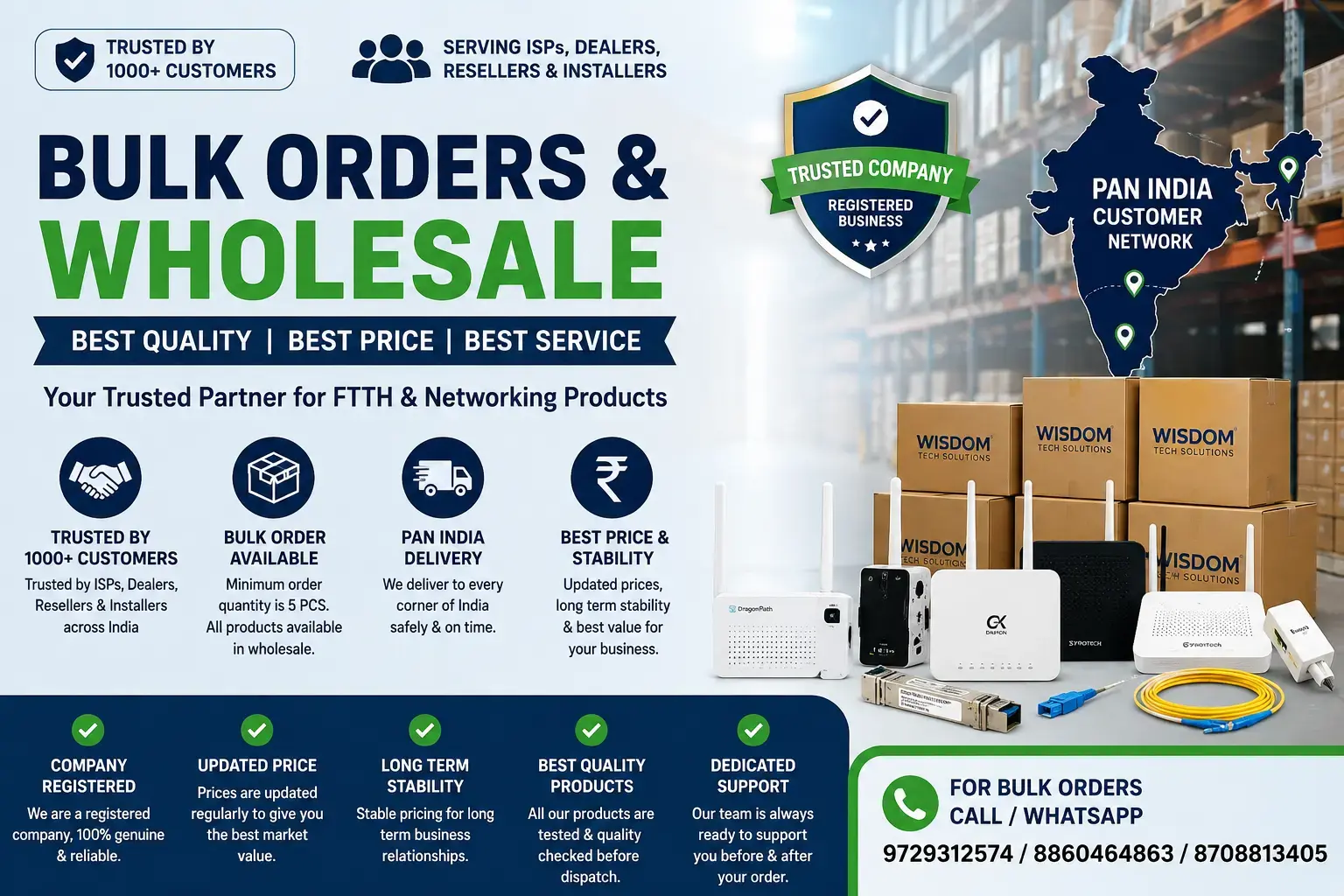 Bulk Orders & Wholesale Wholesale FTTH & Networking Products at Competitive Prices